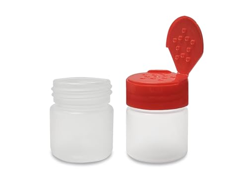 1 oz Plastic Spice Jars with Red Flip & Sift Caps