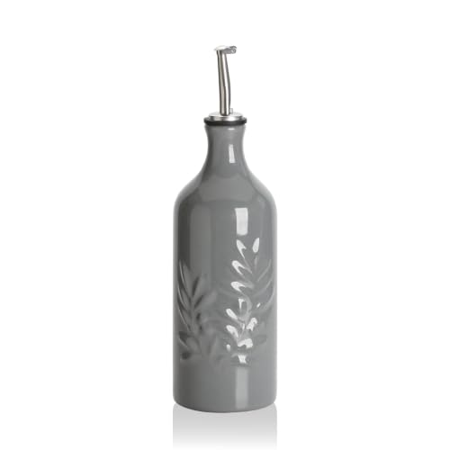 Sweejar Ceramic Olive Oil Dispenser Bottle (Dark Gray / 20 oz, Set of 1)