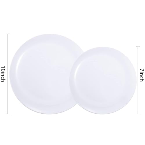 200 Pieces White Plastic Plates Disposable (White / 200 PCS)