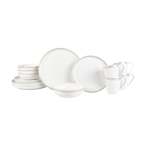 by Fitz and Floyd Nevaeh Bone China Coupe Gold Bands Dinnerware Set (Gold / Service for 4)