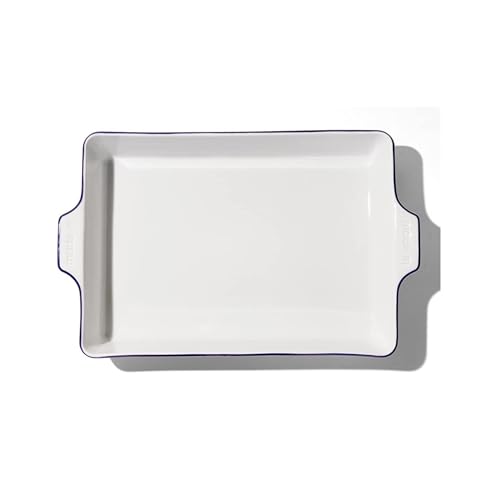 Cookware Rectangular Baking Dish (Porcelain w/ Navy Rim)