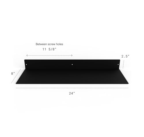 Made in USA Linear Floating Shelf (24-inch X 8-inch Powder Coated Matte Black)