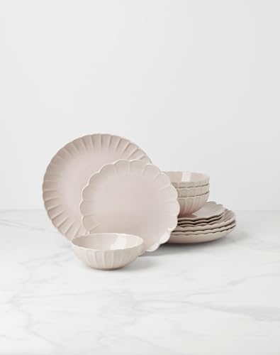 French Perle Scallop Blush Stoneware 12 (12-Piece Dinnerware Set / Blush)