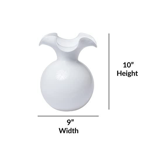 Hibiscus Glass White Medium Fluted Vase (Medium / White)