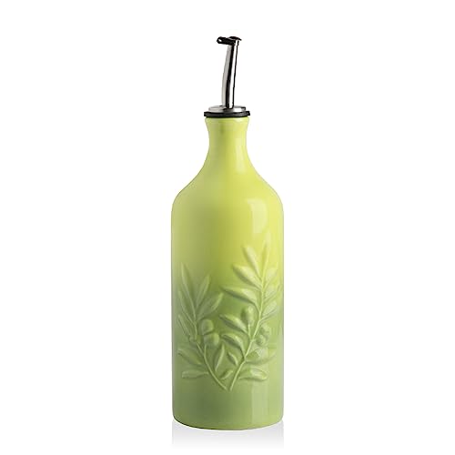 Sweejar Ceramic Olive Oil Dispenser Bottle (Gradient Green / 20 oz, Set of 1)