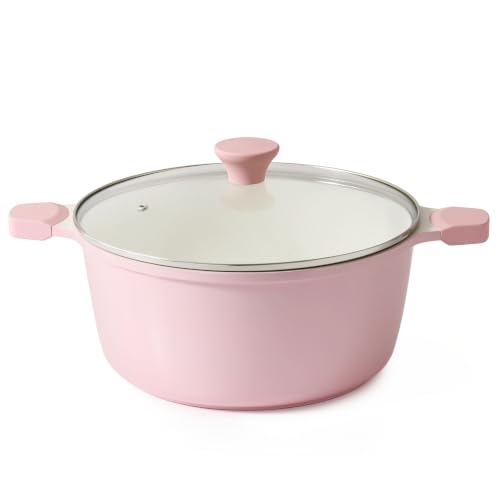 Ceramic Nonstick Stock Pot with Lid (7 Quarts / Sakura Pink)