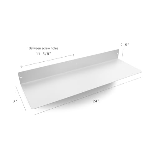 Made in USA Linear Floating Shelf (24-inch X 8-inch Powder Coated White)