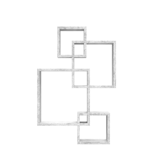 4 Cube Intersecting Shelves (Rustic White / 4)