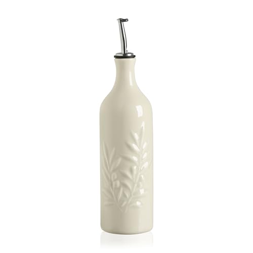 Sweejar Large Ceramic Olive Oil Dispenser Bottle (Beige / 24 oz, Set of 1)