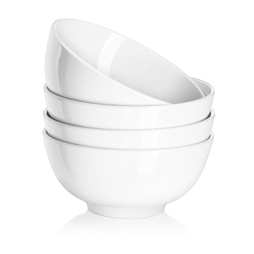 22 OZ White Ceramic Bowls Set of 4 (22 OZ / Soft White)