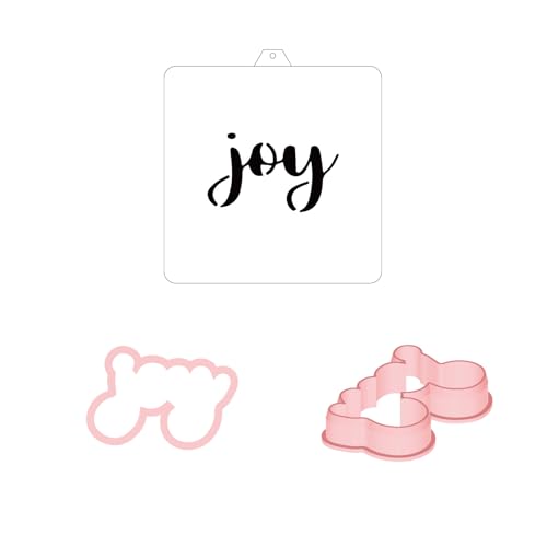 Cookie Cutter and Stencil Bundle Royal Icing Cookies Stencils Paint Your Own Biscuit Bakery Starter Kits Royal Icing Fondant Cutters Birthday Wedding Holiday Cookies Painting Coloring Pages Comb (Joy)
