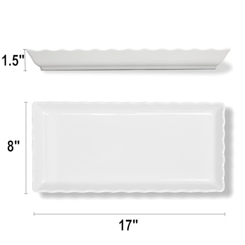 17" x 8" x 1.5" White Serving Tray Set (2 Count)