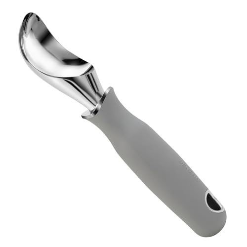 Premium Heavy Duty Ice Cream Scoop with Ergonomic Grip Handle (Gray)