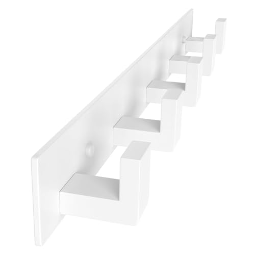 Stainless Steel Wall Coat Rack (White / 5 "L" Hooks, 2PACK)
