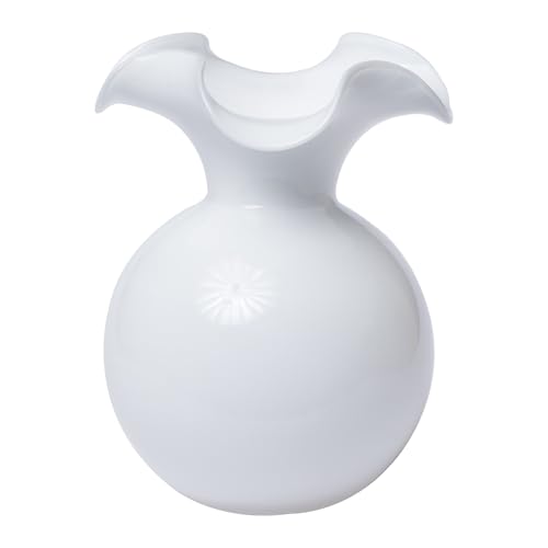 Hibiscus Glass White Medium Fluted Vase (Medium / White)