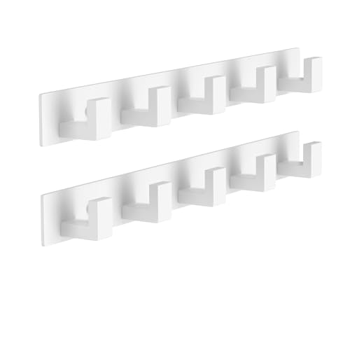 Stainless Steel Wall Coat Rack (White / 5 "L" Hooks, 1PACK)