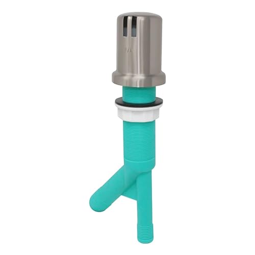 Dishwasher Air Gap with Skirted Satin Nickel Brass Cap and Extra Long Threaded Body for Thick or Thin Kitchen Countertops (AG200-706)