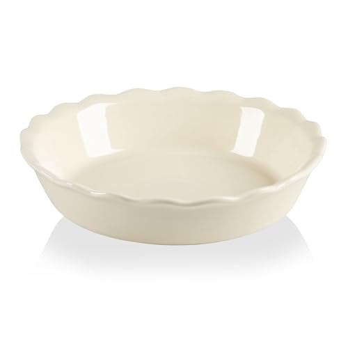 Sweejar Ceramic Pie Pan for Baking (Beige)