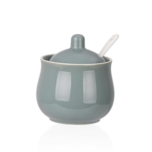 7 OZ Ceramic Sugar Bowl with Lid and Spoon