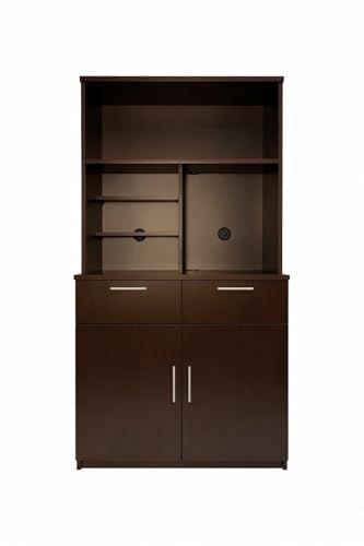 Single Door Microwave Hutch Cabinet for Office Breakroom (36" W – Door + Hutch)