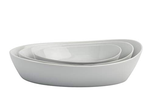 Denmark White Porcelain Chip Resistant Scratch Resistant Commercial Grade Serveware (3 PC OVAL SERVING BOWL)