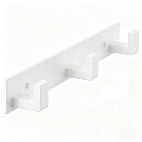 Stainless Steel Wall Coat Rack (White / 3 "L" Hooks, 1PACK)