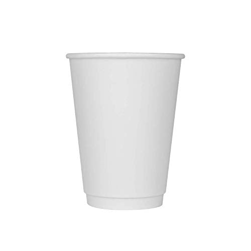 12 oz Double Wall Insulated Coffee Cup [500 Count] White Disposable Paper Hot Cup (12 OZ / Insulated - White)