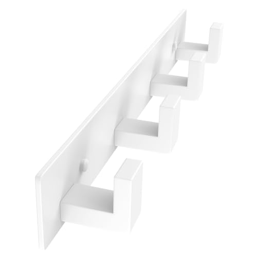 Stainless Steel Wall Coat Rack (White / 4 "L" Hooks, 1PACK)