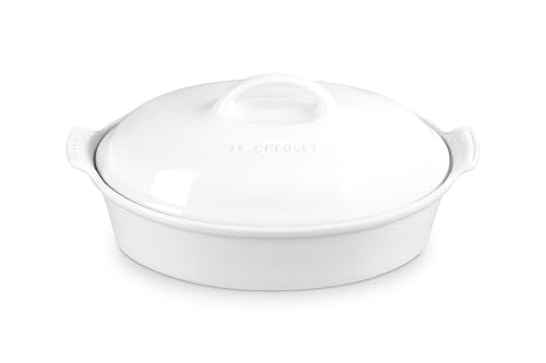Stoneware Heritage Covered Oval Casserole (White)