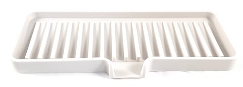 Silicone Soap Dish Tray and Sponge Holder with Drain Chute (Vanilla Cream / (MD) 9"x3.5")