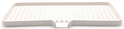 Silicone Soap Dish Tray and Sponge Holder with Drain Chute (Vanilla Cream / (LG) 12"x4")