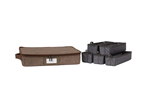 Flatware Storage Box with Removable Trays (Brown Heather / 15W x 11D x 3H)