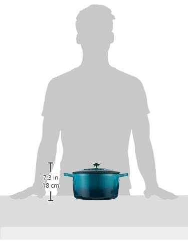 Artisan 5 Quart Round Enameled Cast Iron Dutch Oven (Teal Ombre / 5-Quart)