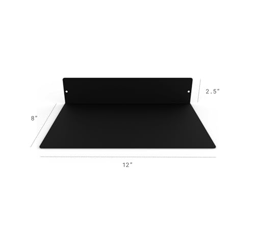 Made in USA Linear Floating Shelf (12-inch X 8-inch Powder Coated Matte Black)