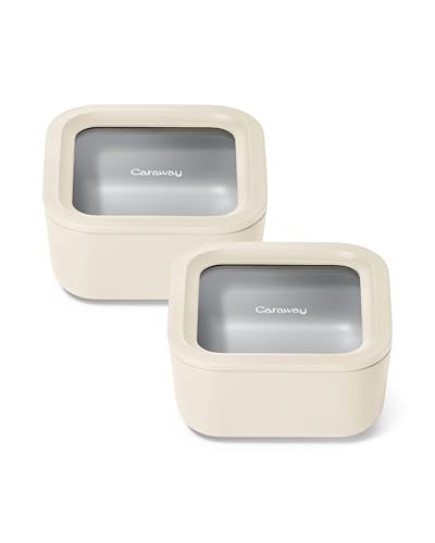 2 Piece Glass Food Storage Set with Lids (Cream / 4.4 Cup Food Storage (2x))