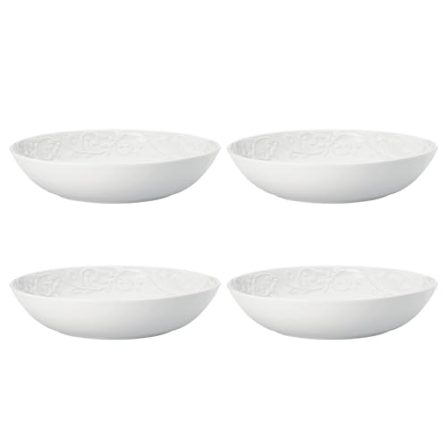 895726 Opal Innocence Carved Pasta Bowls (4 Count, 2"H x 9"D / Pasta Bowls, Set of 4)