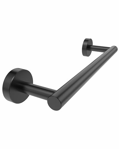 12 Inches Matte Black Towel Bar for Bathroom Kitchen Hand Towel Holder Dish Cloths Hanger SUS304 Stainless Steel RUSTPROOF Wall Mount (Matte Black / 10 inch(Center to Center))
