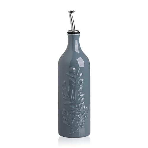 Sweejar Large Olive Oil Dispenser Bottle with Spout (Fog blue / Patterned styles)