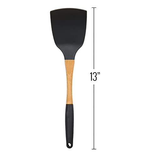 Grey Nylon Spatula with Wooden Handle Kitchen Utensils High Heat Resistance