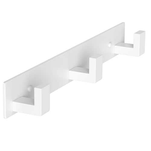 Stainless Steel Wall Coat Rack (White / 3 "L" Hooks, 2PACK)