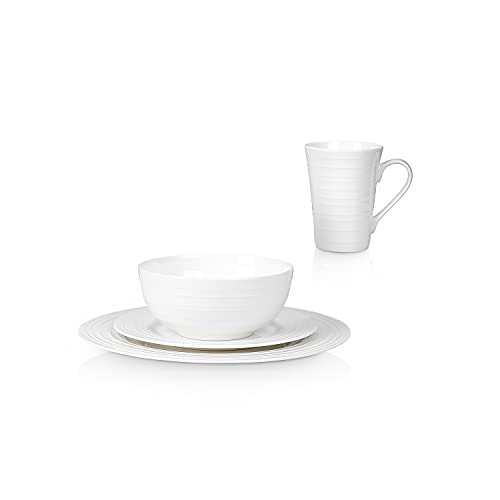 Eleanor Bone China 16 Piece Dinnerware (Swirl - White / 16 Piece Service for 4)