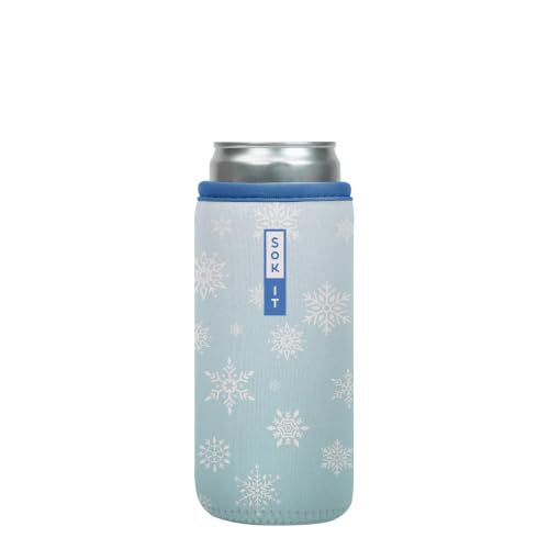 CanSok Sleeve for Beer & Soda Insulated Neoprene Cover (Let It Snow / 12oz Slim Can Sleeve)