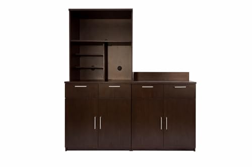 Microwave Hutch Cabinet with 2 (72" W – 2 Doors + Hutch)