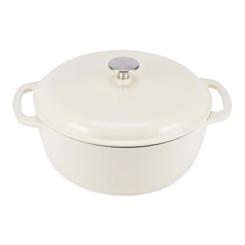 Enameled Cast Iron Dutch Oven Pot with Lid (White / 7.3-Quart)