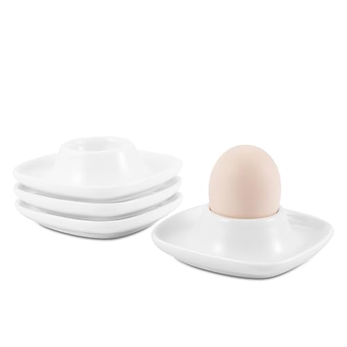 Soft Boiled Egg Cups (4 Pack / Square Style, White)