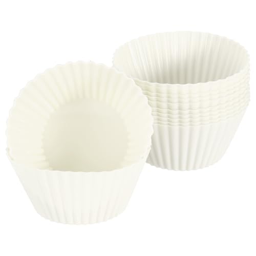 12Pcs Silicone Cupcake Liners (White / 2.8")