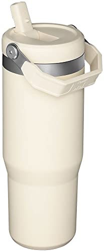IceFlow Flip Straw Tumbler with Handle 30 oz (Cream / 30 Ounces)