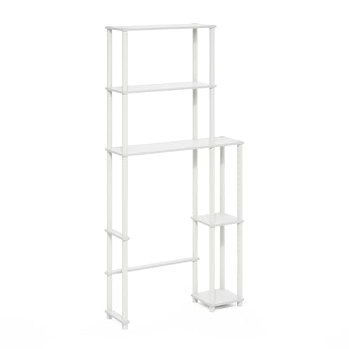 Turn-N-Tube Over The Toilet Storage, 5-Shelf Over The Toilet Organizer, Freestanding Space Saver Bathroom Shelf, for Bathroom Organizers and Storage, White (White/White / Side Rack)