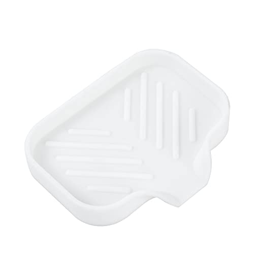 Silicone Soap Dish with Drain Spout (White / S(4.9"×3.2"))