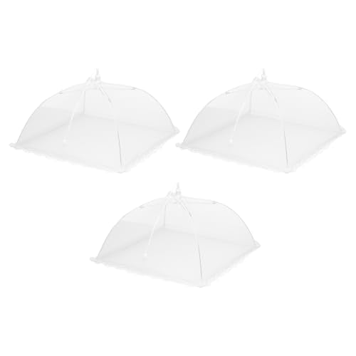 3 Pcs Large and Tall Food Covers 13" Mesh Food Covers for Outdoors Collapsible Food Protector Covers Tent for Parties Outdoor Picnics BBQs (13" / White)